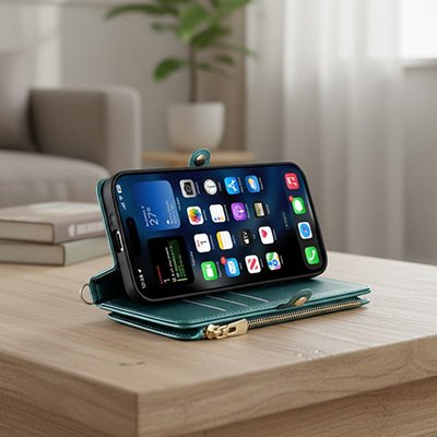 Etui telephone portefeuille bandouliere cuir